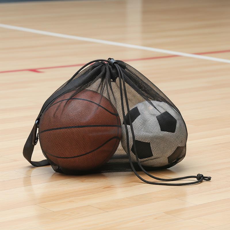Sports Equipment Basketball - กระเป๋าใส่อุปกรณ์ฝึกกีฬา ดีไซน์ตาข่ายบาสเก็ตบอล สายรัดแบบเชือกรูดความจุขนาดใหญ่