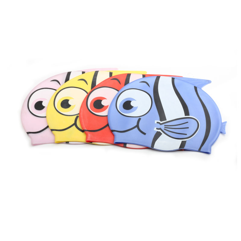 Swim Cap Silicone - ชายหญิงหมวกว่ายน้ำซิลิโคนกันน้ำเด็กหมวกว่ายน้ำหมวกเด็กหูป้องกัน Tropical ปลาการ์ตูนดำน้ำหมวก