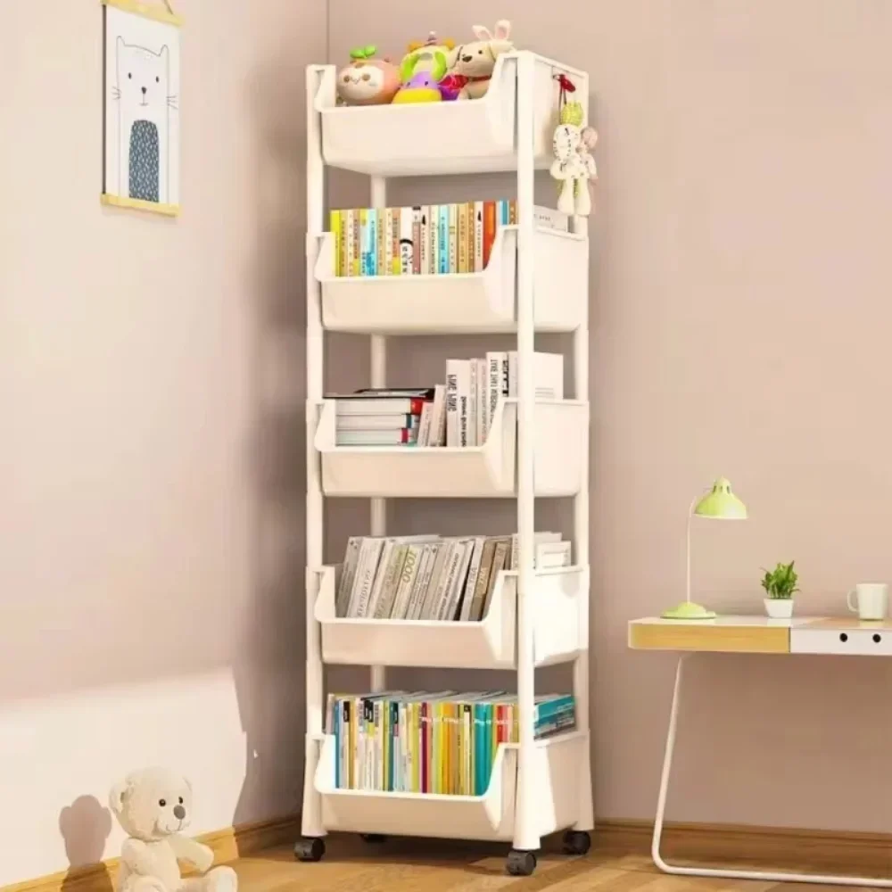 Sports Equipment Cabinet - รถเข็นขนมขบเคี้ยวหลายชั้น ชั้นวางหนังสือเคลื่อนที่สำหรับห้องนั่งเล่น พร้อมล้อเลื่อน ตู้เก็บของในห้องน้ำ/ห้องครัว ช่องแคบ รถเข็นพลาสติกสำหรับจัดเก็บ
