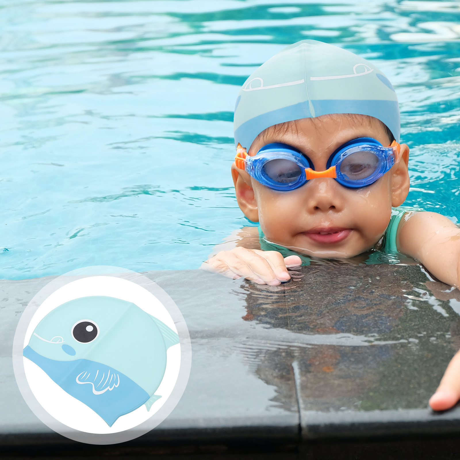 Swim Cap Silicone - หมวกว่ายน้ำซิลิโคน หมวกเด็ก ลายการ์ตูน ปีกหมวกยาว กันน้ำ น้ำหนักเบา