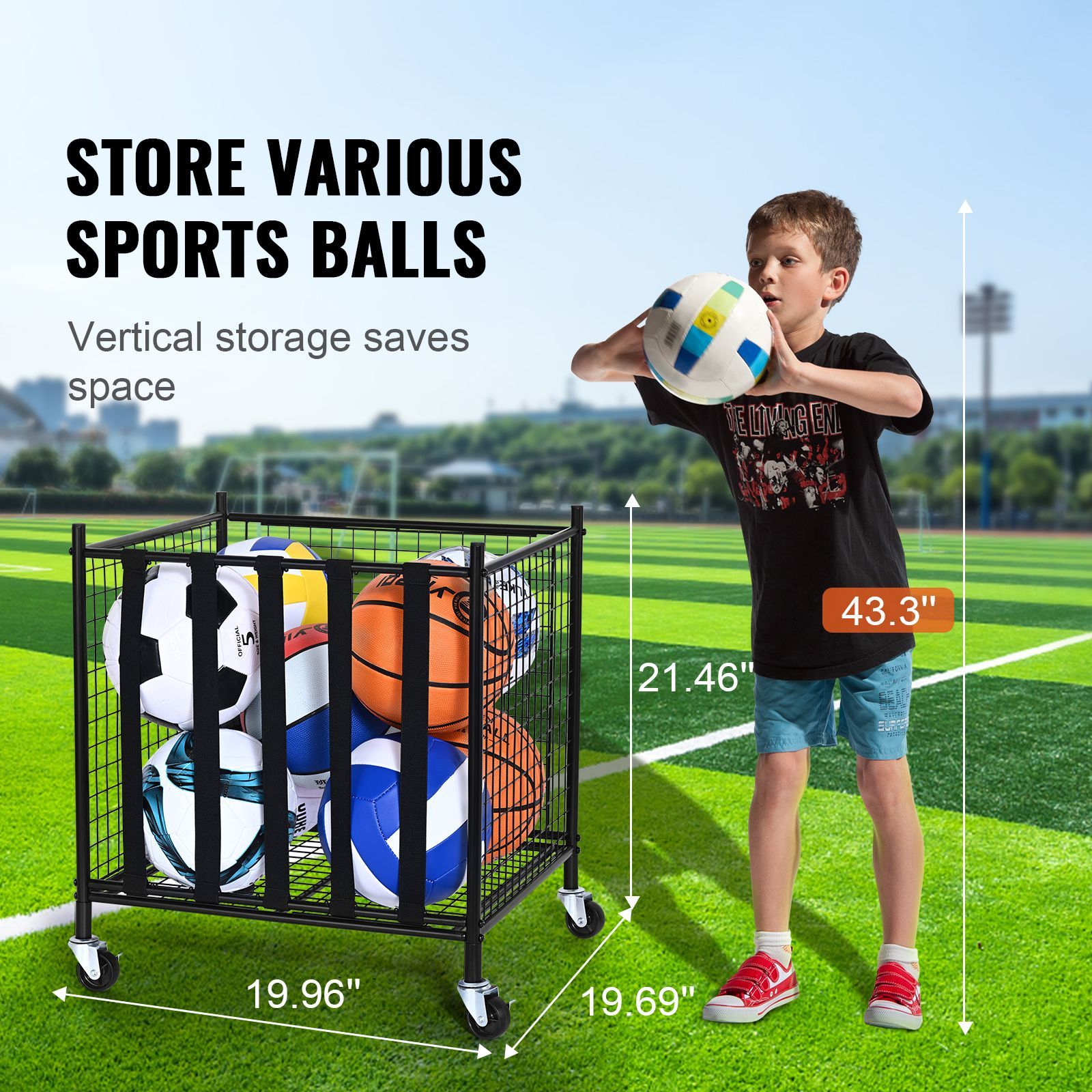 รถเข็นเก็บลูกบอลกีฬาแบบม้วนได้ - Sports Equipment Organizer บทวิจารณ์และราคา