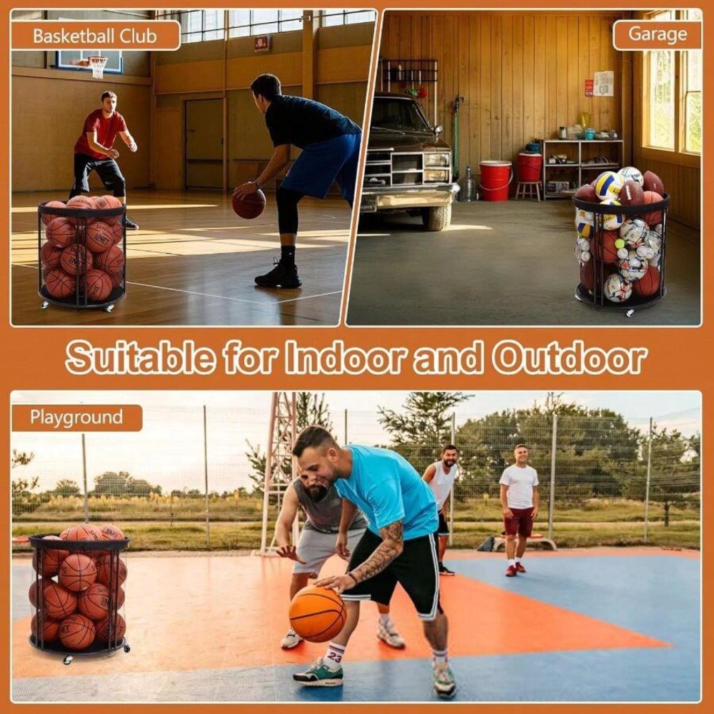 รถเข็นเก็บลูกบอลแบบแข็งแรงสำหร - Sports Equipment Organizer บทวิจารณ์และราคา