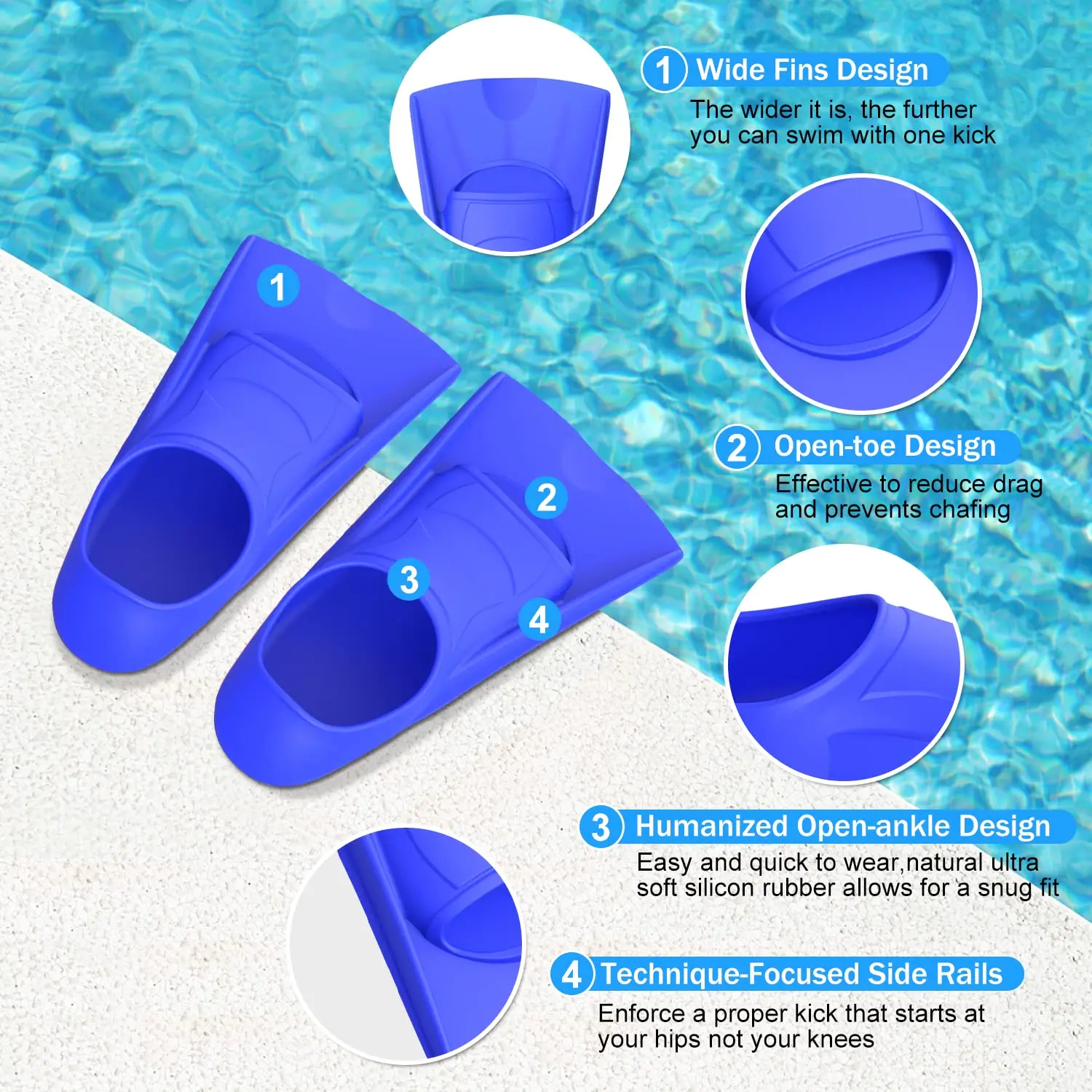 การฝึกอบรมว่ายน้ําครีบซิลิโคน  - Swim Fin Short Blade บทวิจารณ์และราคา